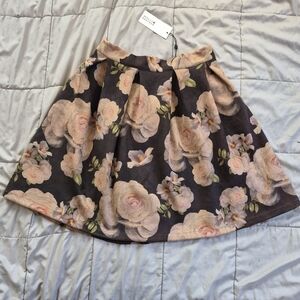 Molly Bracken Floral A-Line Skirt, M/L,  Suede-Like, NWT